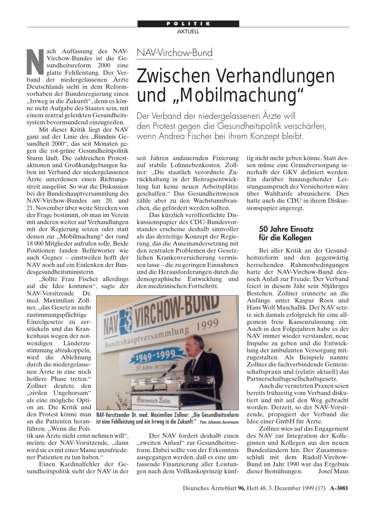 Vorschauseite 1: NAV-Virchow-Bund: Zwischen Verhandlungen und „Mobilmachung“