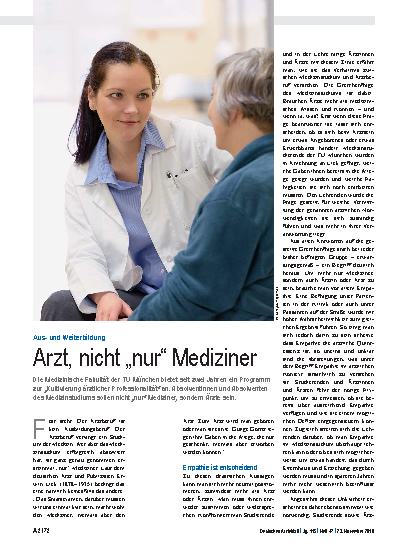 Vorschauseite 1: Ausund Weiterbildung: Arzt, nicht „nur“ Mediziner