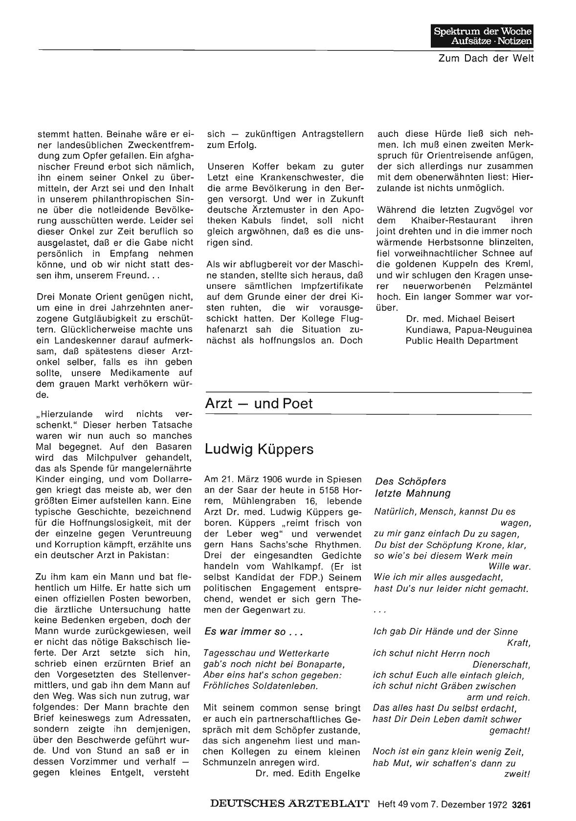 Vorschauseite 1: Arzt — und Poet dazu: Ludwig Küppers