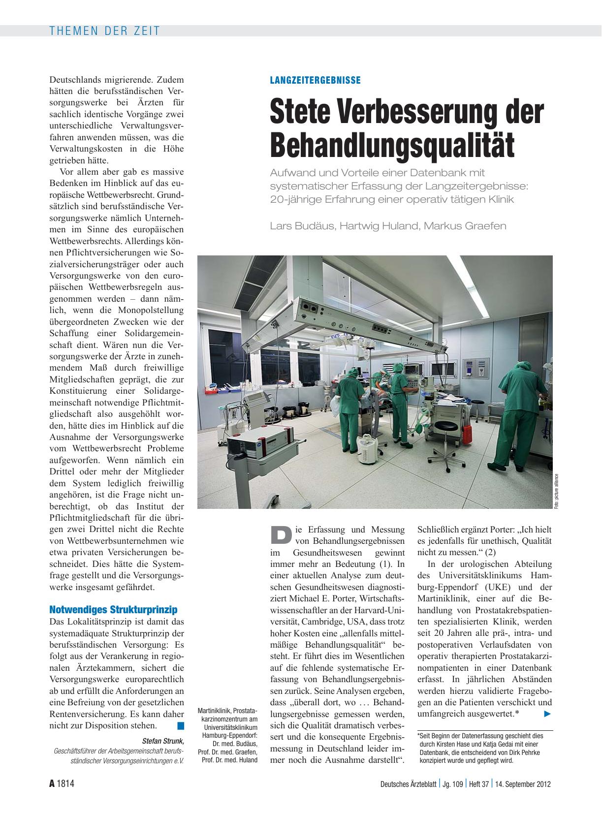 Vorschauseite 1: Langzeitergebnisse: Stete Verbesserung der Behandlungsqualität