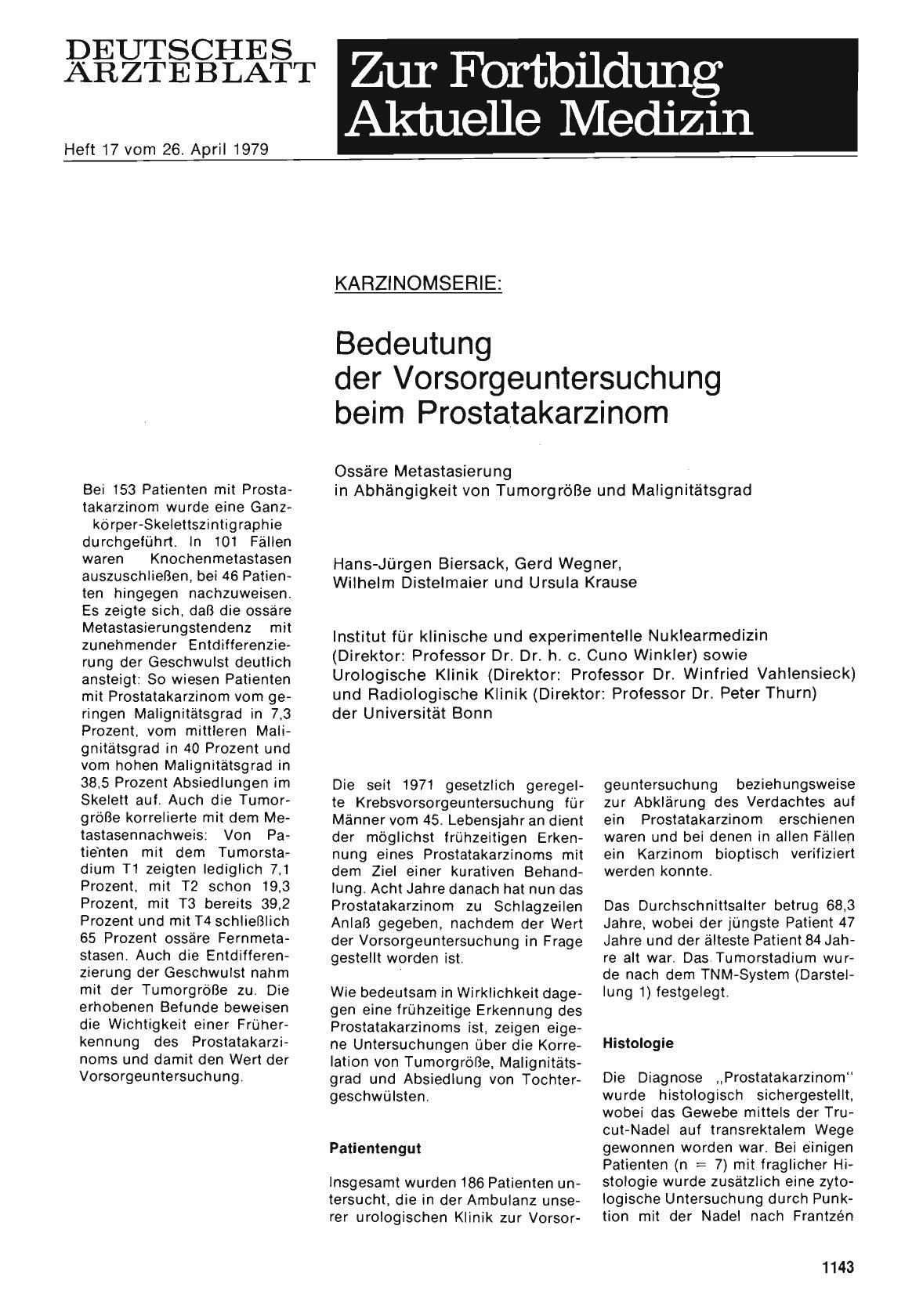 Vorschauseite 1: Karzinomserie: Bedeutung der Vorsorgeuntersuchung beim Prostatakarzinom