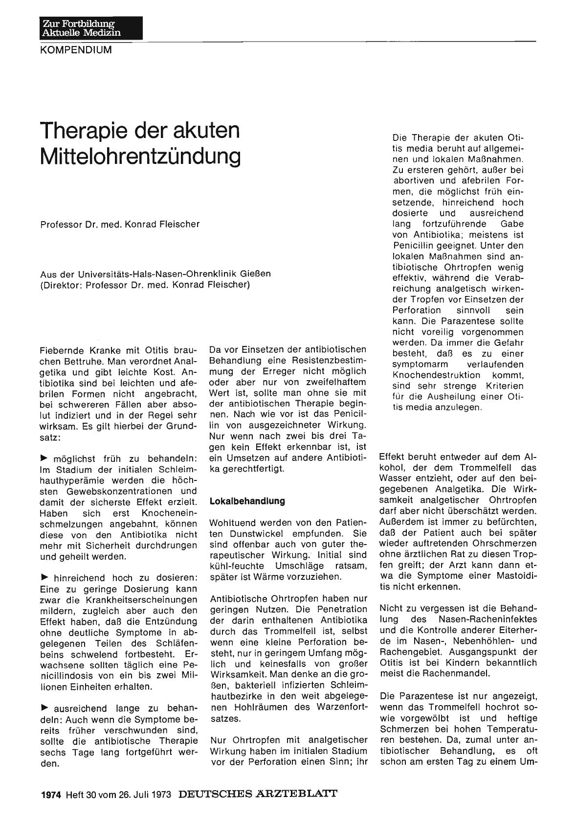 Vorschauseite 1: Therapie der akuten Mittelohrentzündung