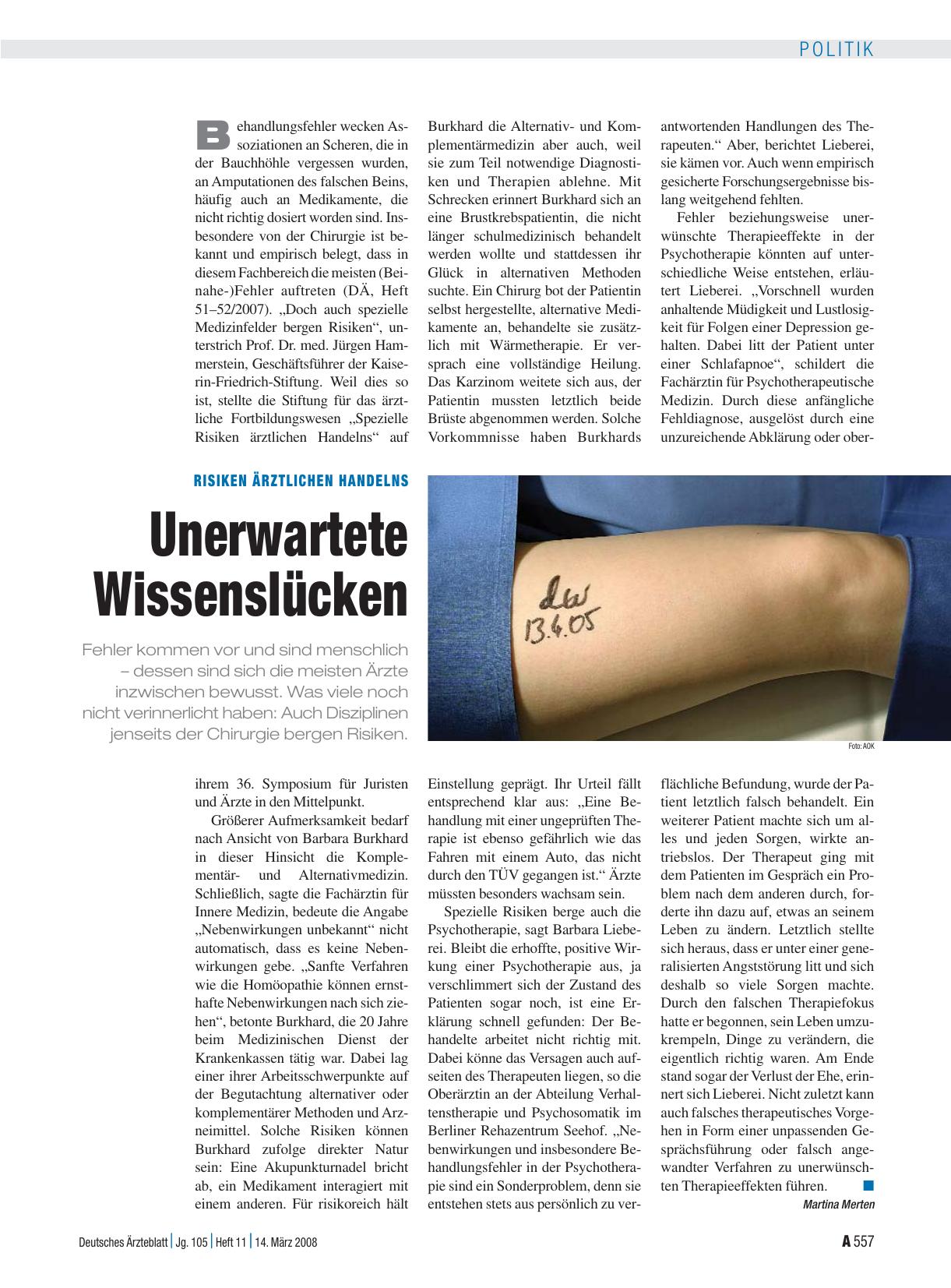 Vorschauseite 1: Risiken ärztlichen Handelns: Unerwartete Wissenslücken