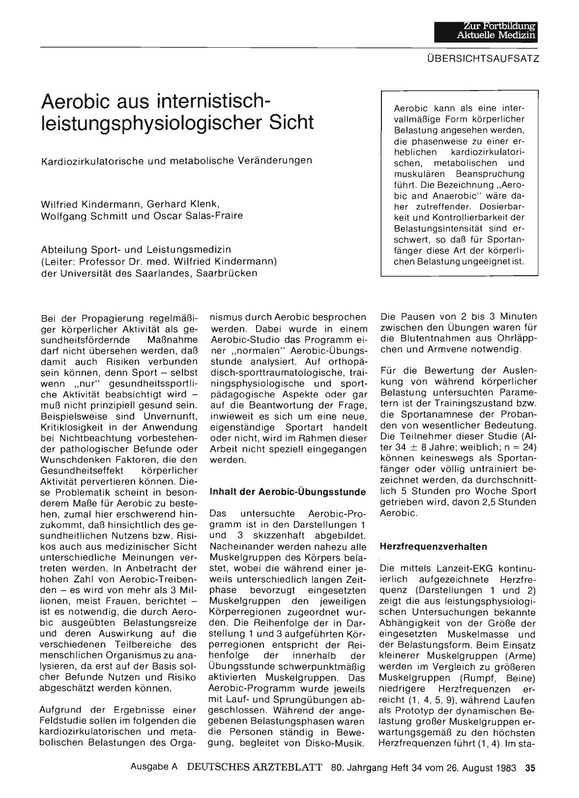 Vorschauseite 1: Aerobic aus internistischleistungsphysiologischer Sicht
