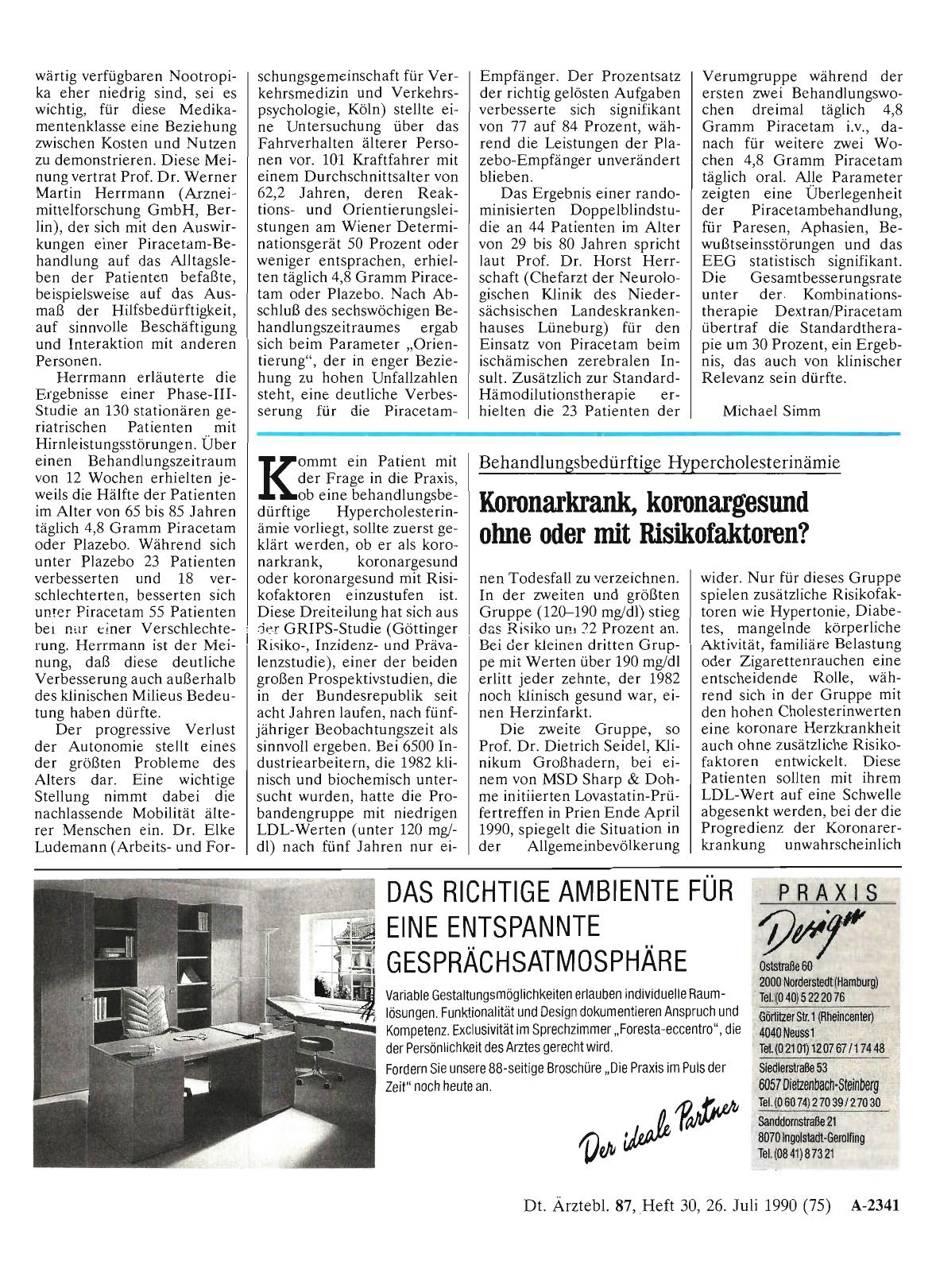 Vorschauseite 1: Behandlungsbedürftige Hypercholesterinämie: Koronarkrank, koronargesund ohne oder mit Risikofaktoren?
