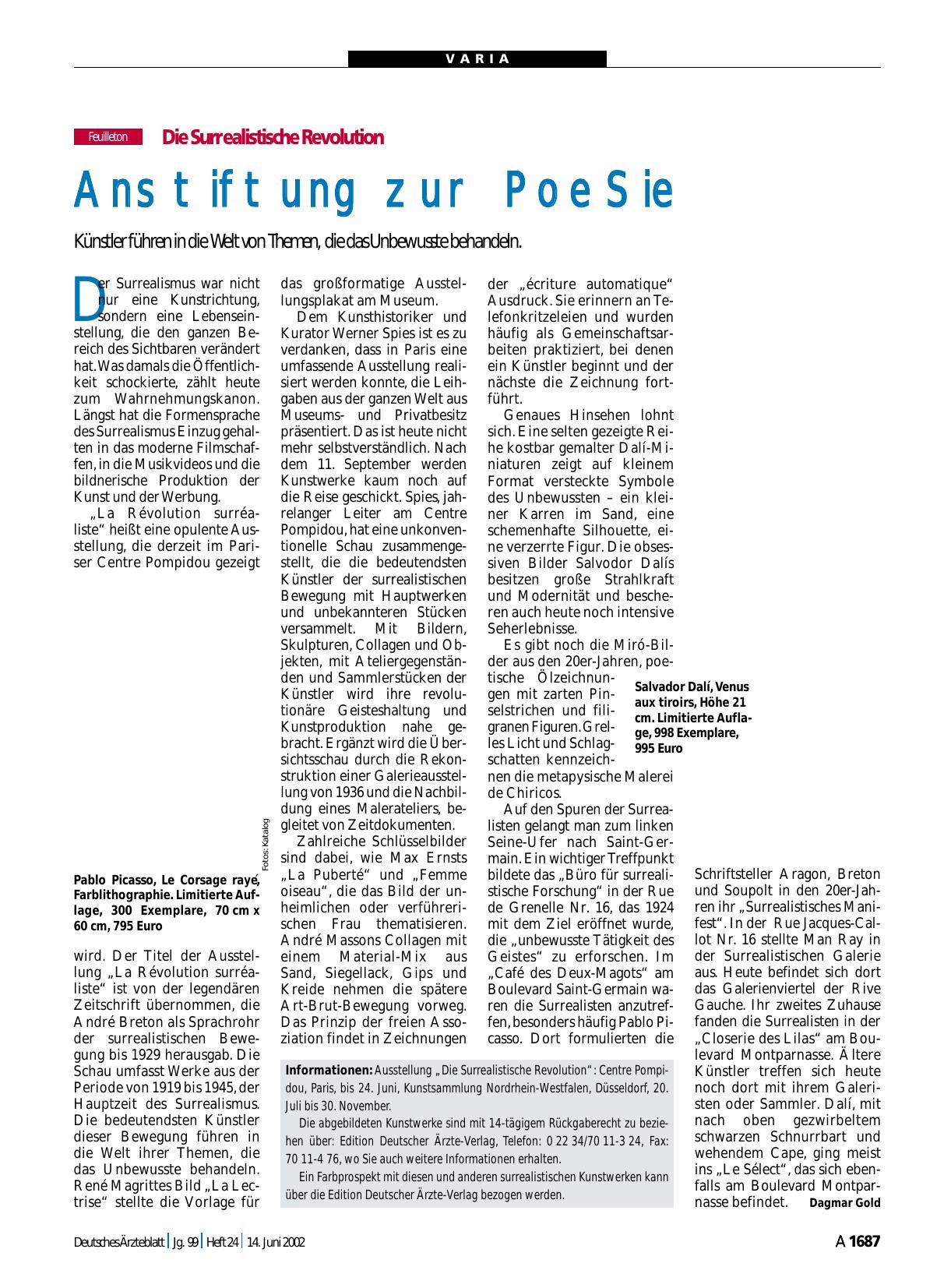 Vorschauseite 1: Die Surrealistische Revolution: Anstiftung zur PoeSie