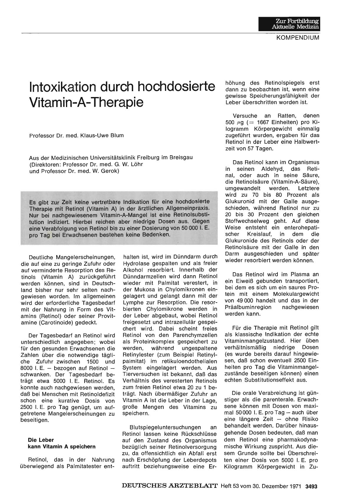 Vorschauseite 1: Intoxikation durch hochdosierte Vitamin-A-Therapie
