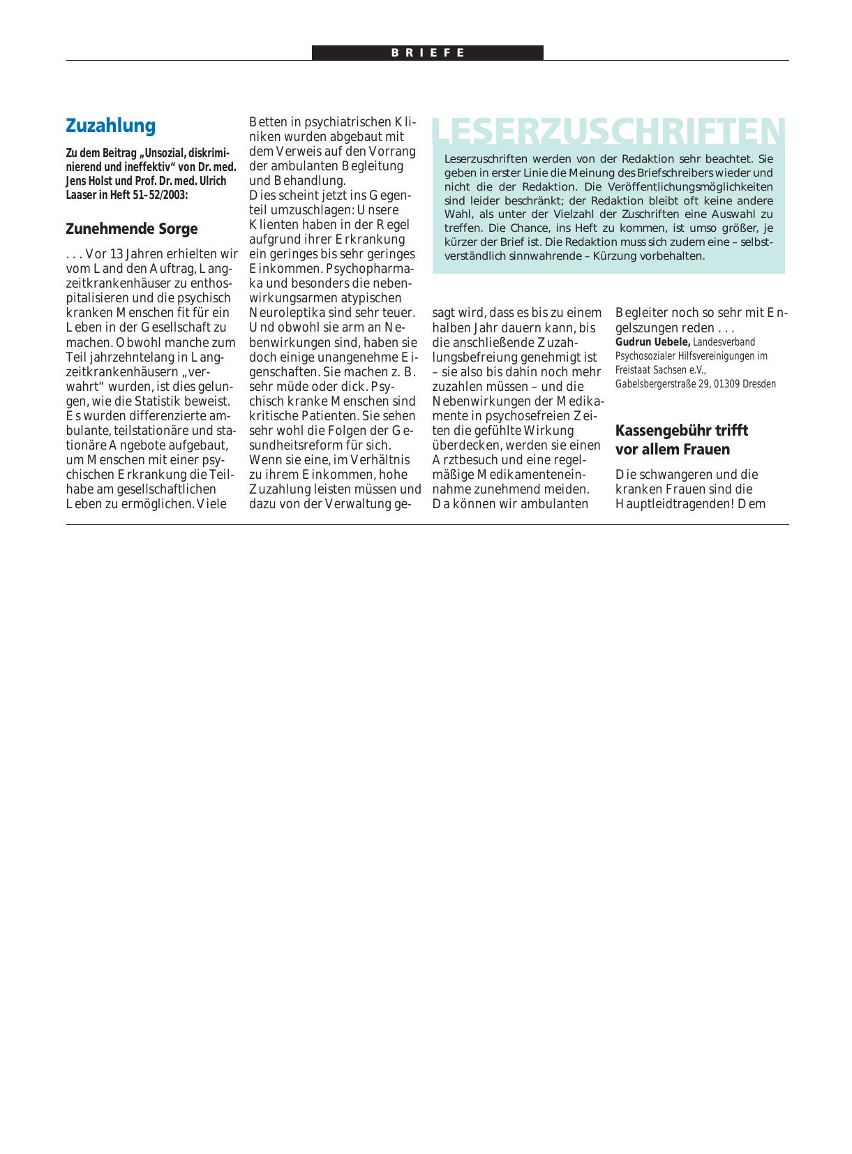 Vorschauseite 1: Zuzahlung: Zunehmende Sorge