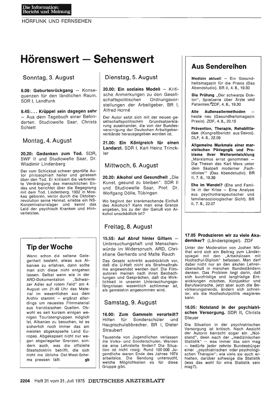 Vorschauseite 1: Hörenswert —Sehenswert