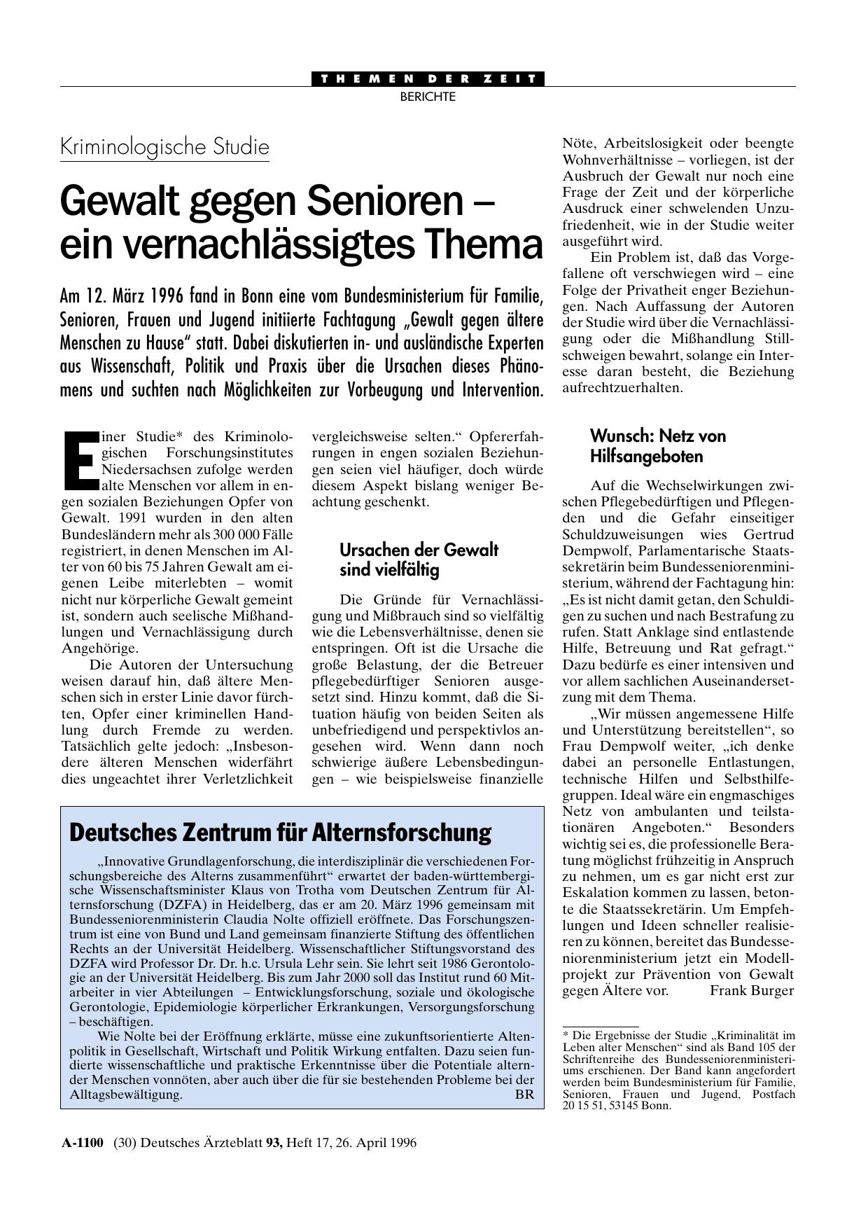Vorschauseite 1: Kriminologische Studie: Gewalt gegen Senioren – ein vernachlässigtes Thema