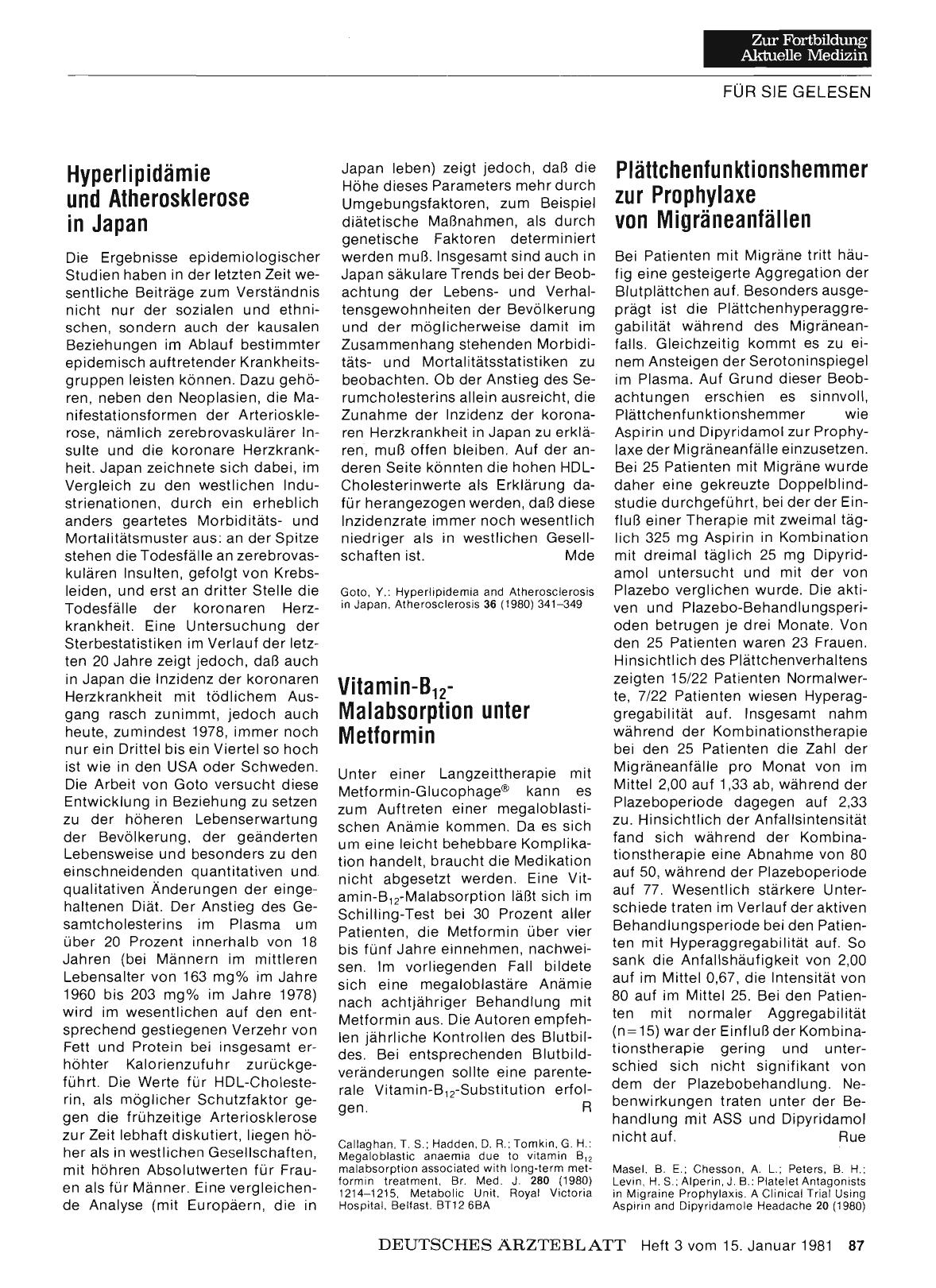 Vorschauseite 1: Vitamin-B12-Malabsorption unter Metformin
