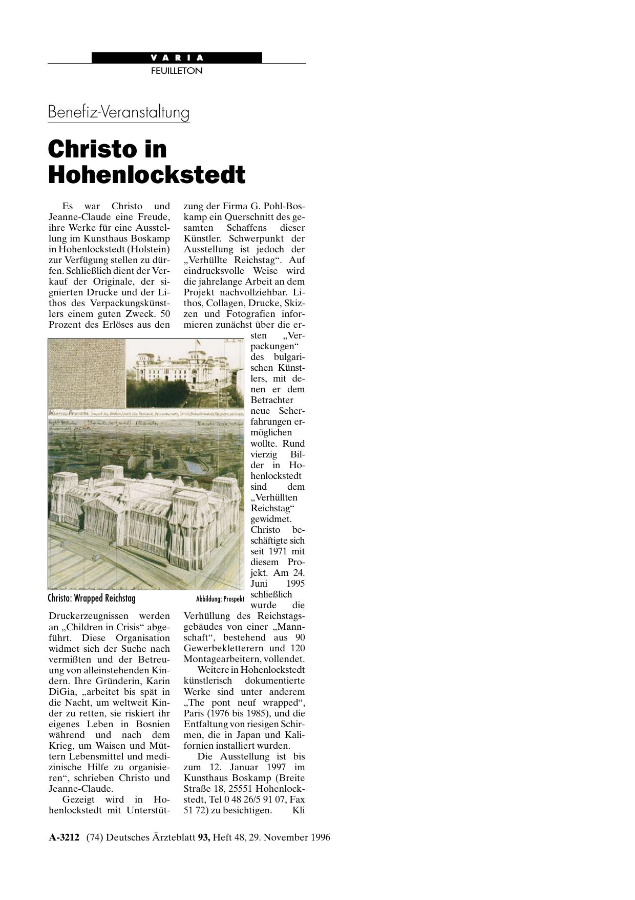 Vorschauseite 1: Benefiz-Veranstaltung: Christo in Hohenlockstedt