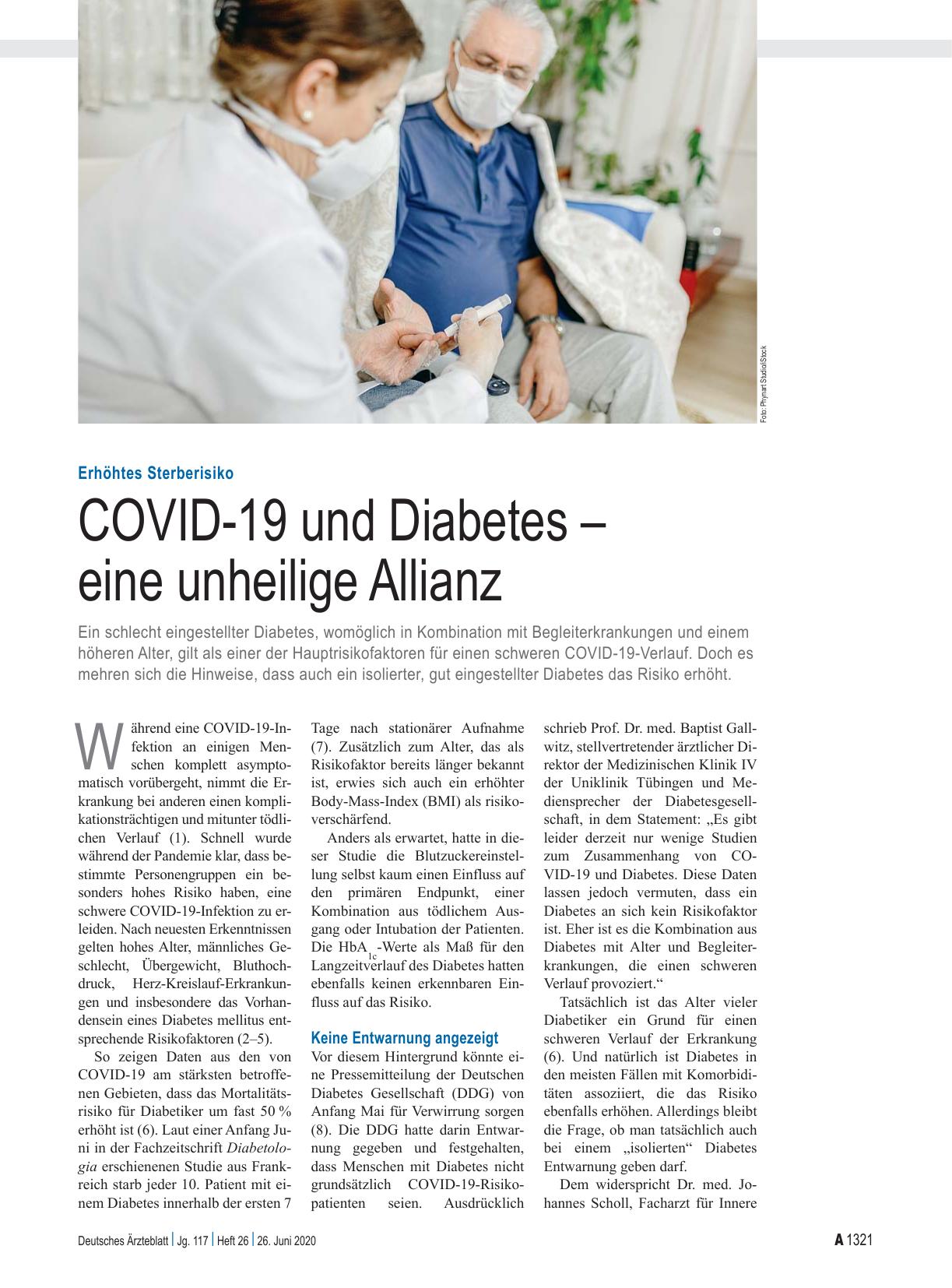 Vorschauseite 1: Erhöhtes Sterberisiko: COVID-19 und Diabetes – eine unheilige Allianz
