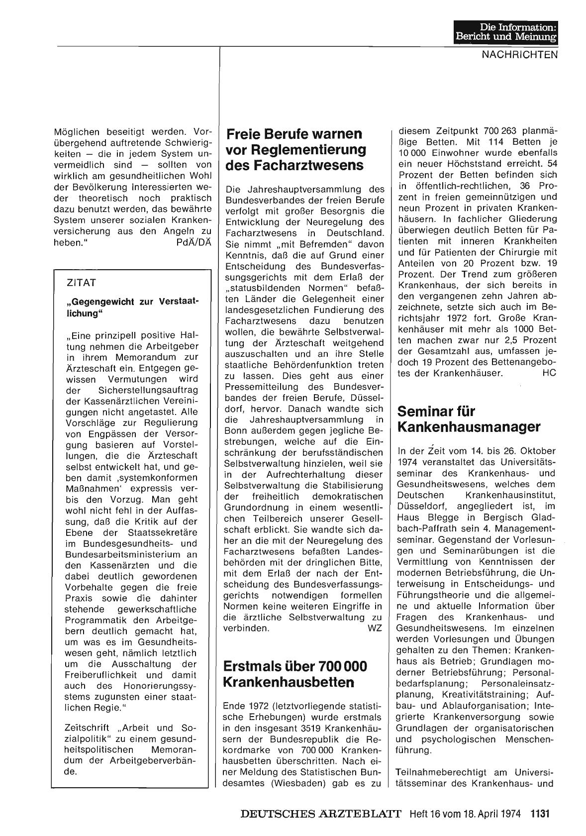 Vorschauseite 1: Freie Berufe warnen vor Reglementierung des Facharztwesens
