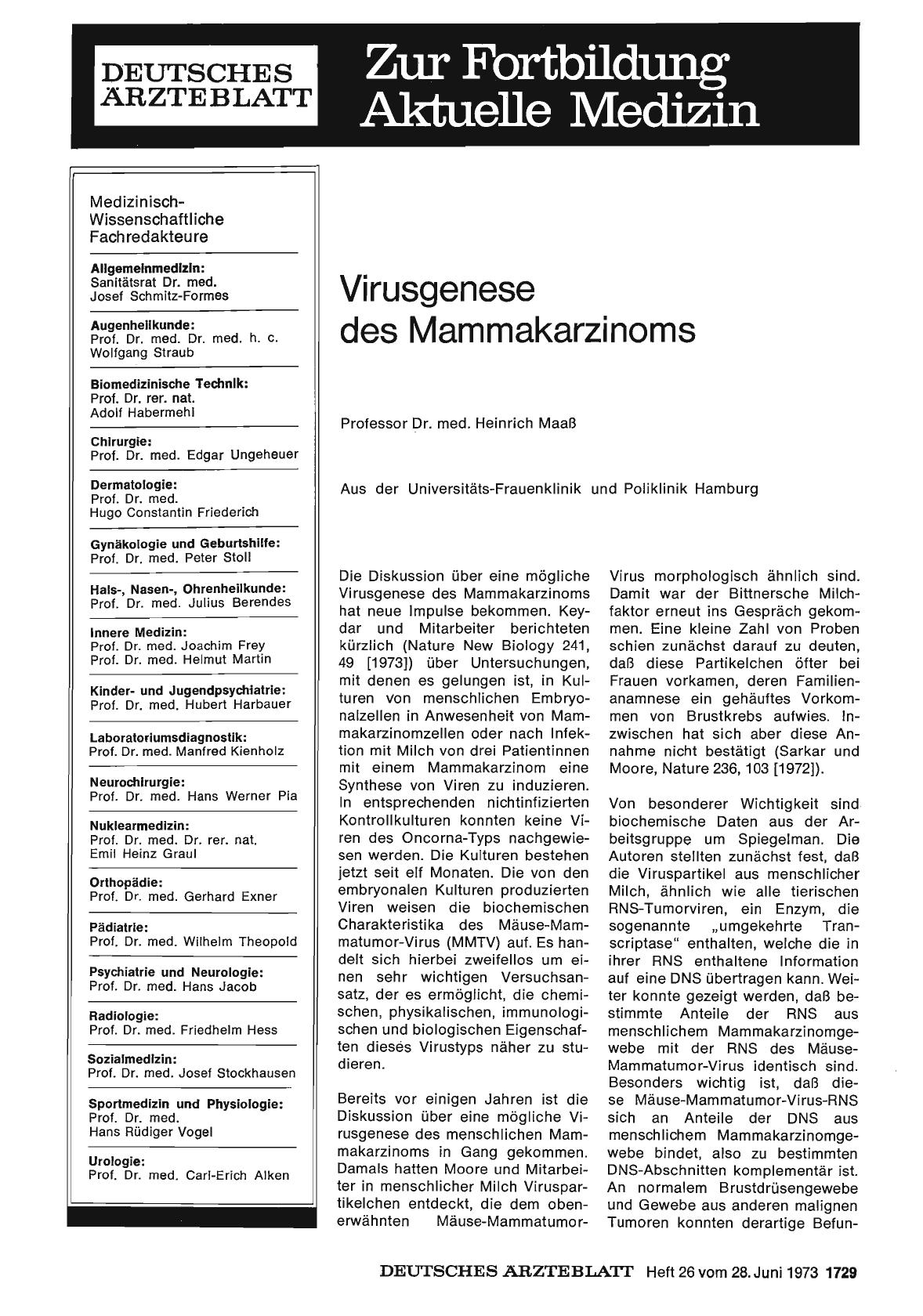 Vorschauseite 1: Virusgenese des Mammakarzinoms