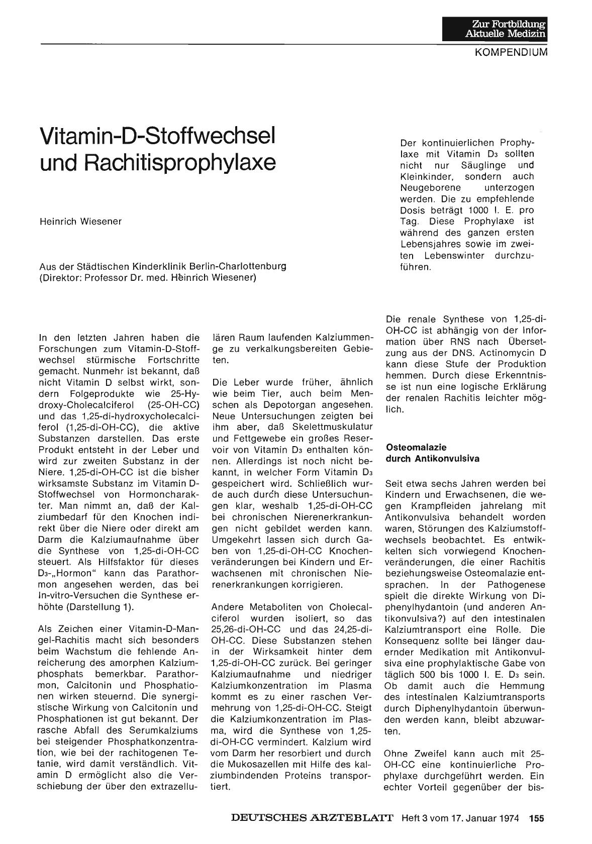Vorschauseite 1: Vitamin-D-Stoffwechsel und Rachitisprophylaxe