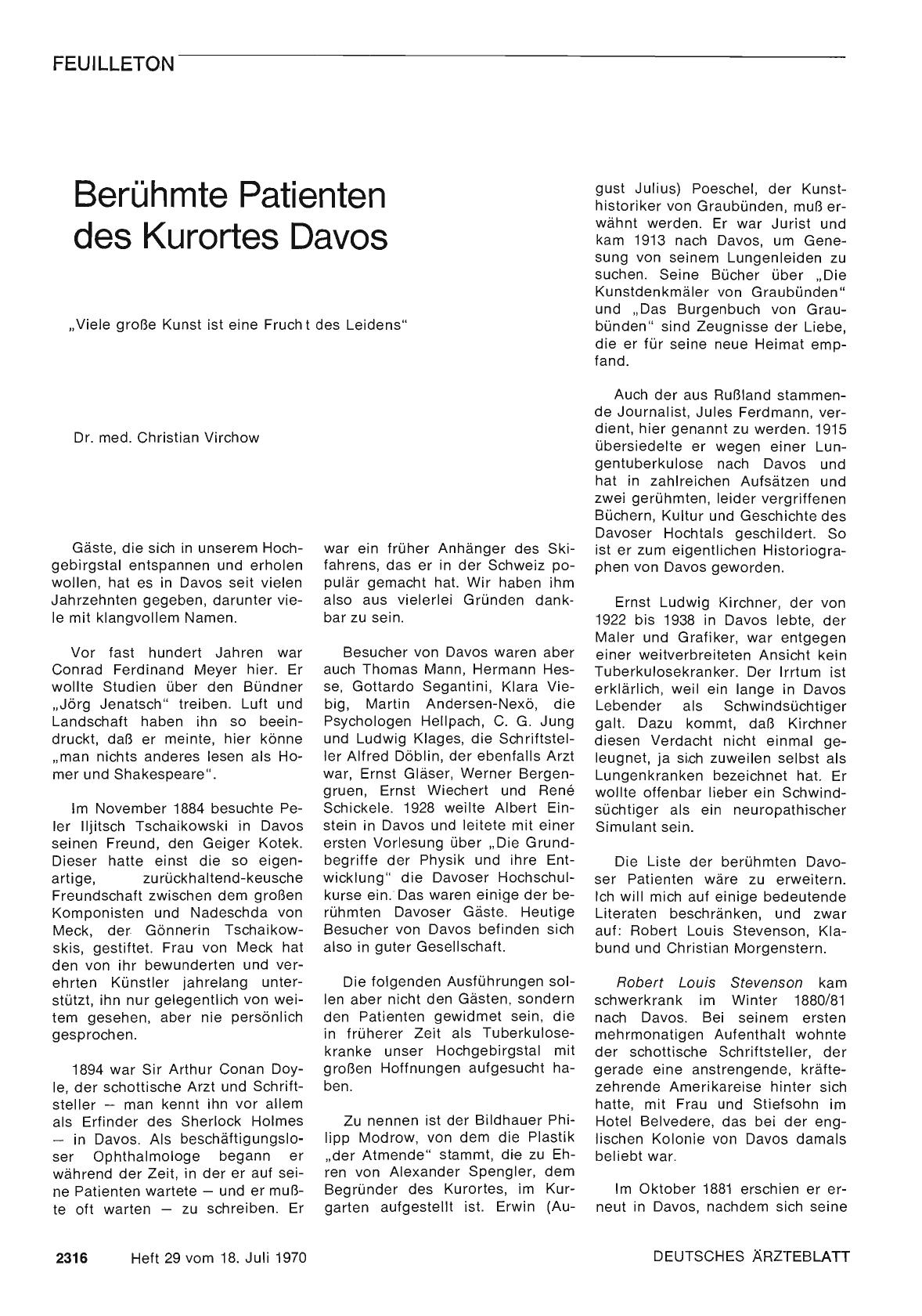 Vorschauseite 1: Berühmte Patienten des Kurortes Davos