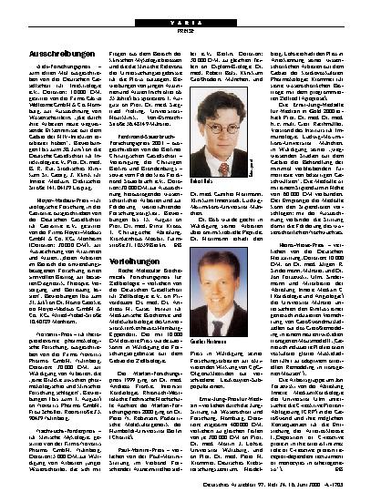 Vorschauseite 1: Verleihungen