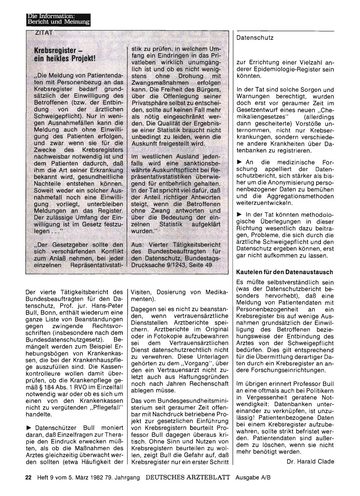 Vorschauseite 1: Krebsregister — ein heikles Projekt!