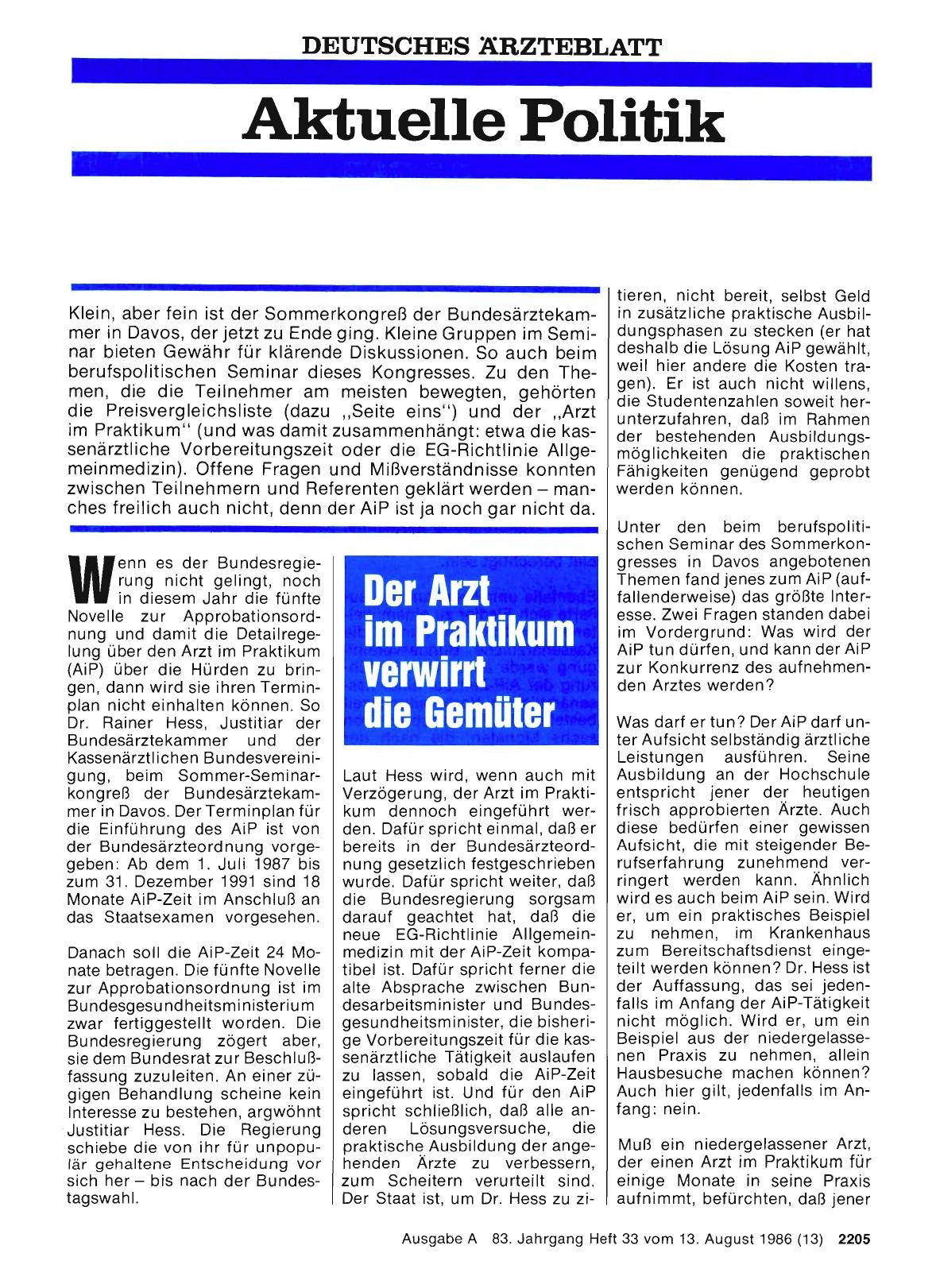 Vorschauseite 1: Der Arzt im Praktikum verwirrt die Gemüter