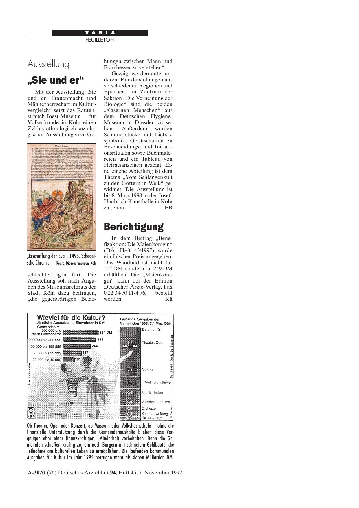 Vorschauseite 1: Wieviel für die Kultur?