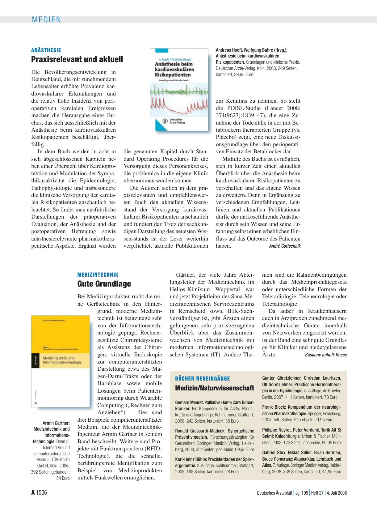 Vorschauseite 1: Bücher Neueingänge: Medizin/Naturwissenschaft