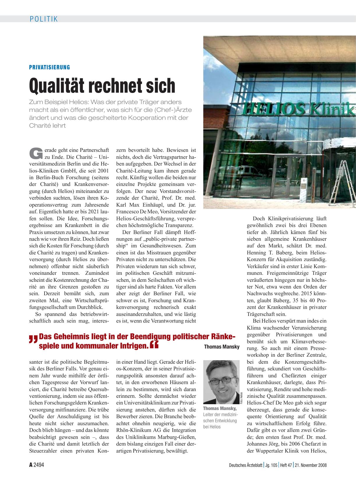 Vorschauseite 1: Privatisierung: Qualität rechnet sich