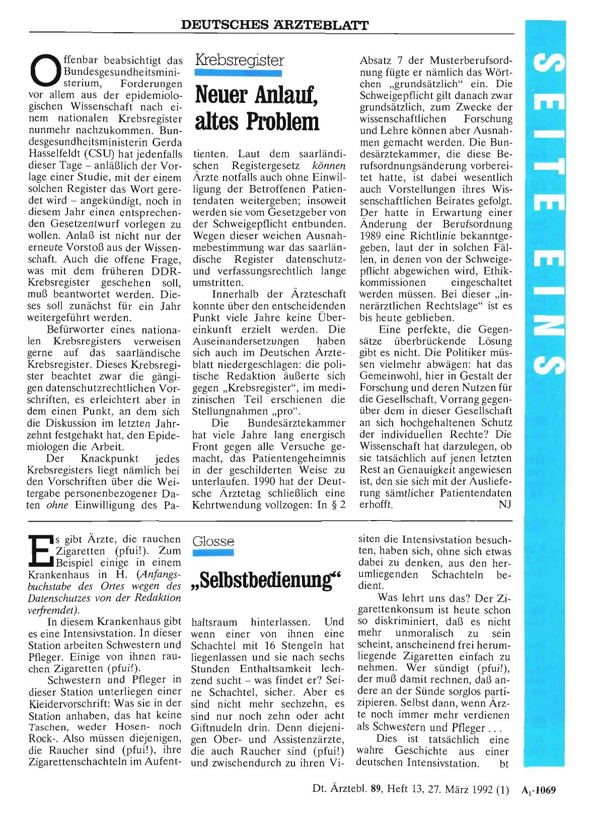 Vorschauseite 1: Glosse: „Selbstbedienung“