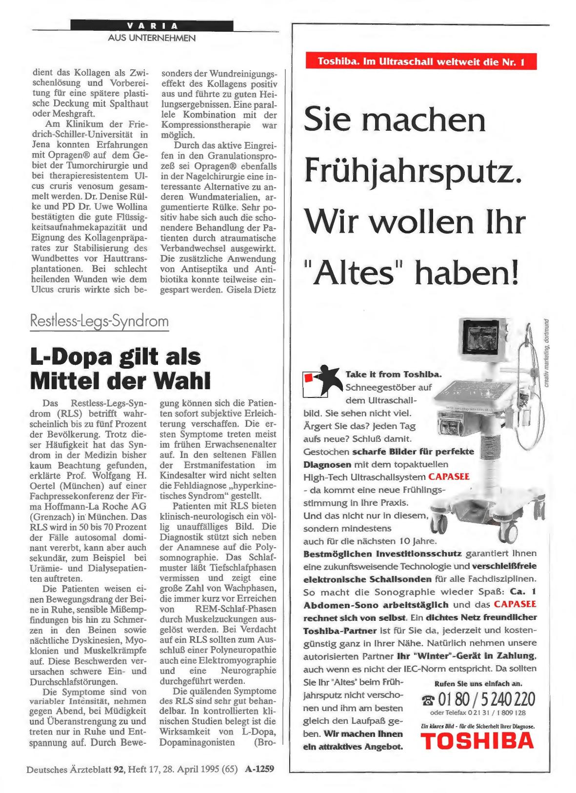 Vorschauseite 1: Restless-Legs-Syndrom: L-Dopa gilt als Mittel der Wahl