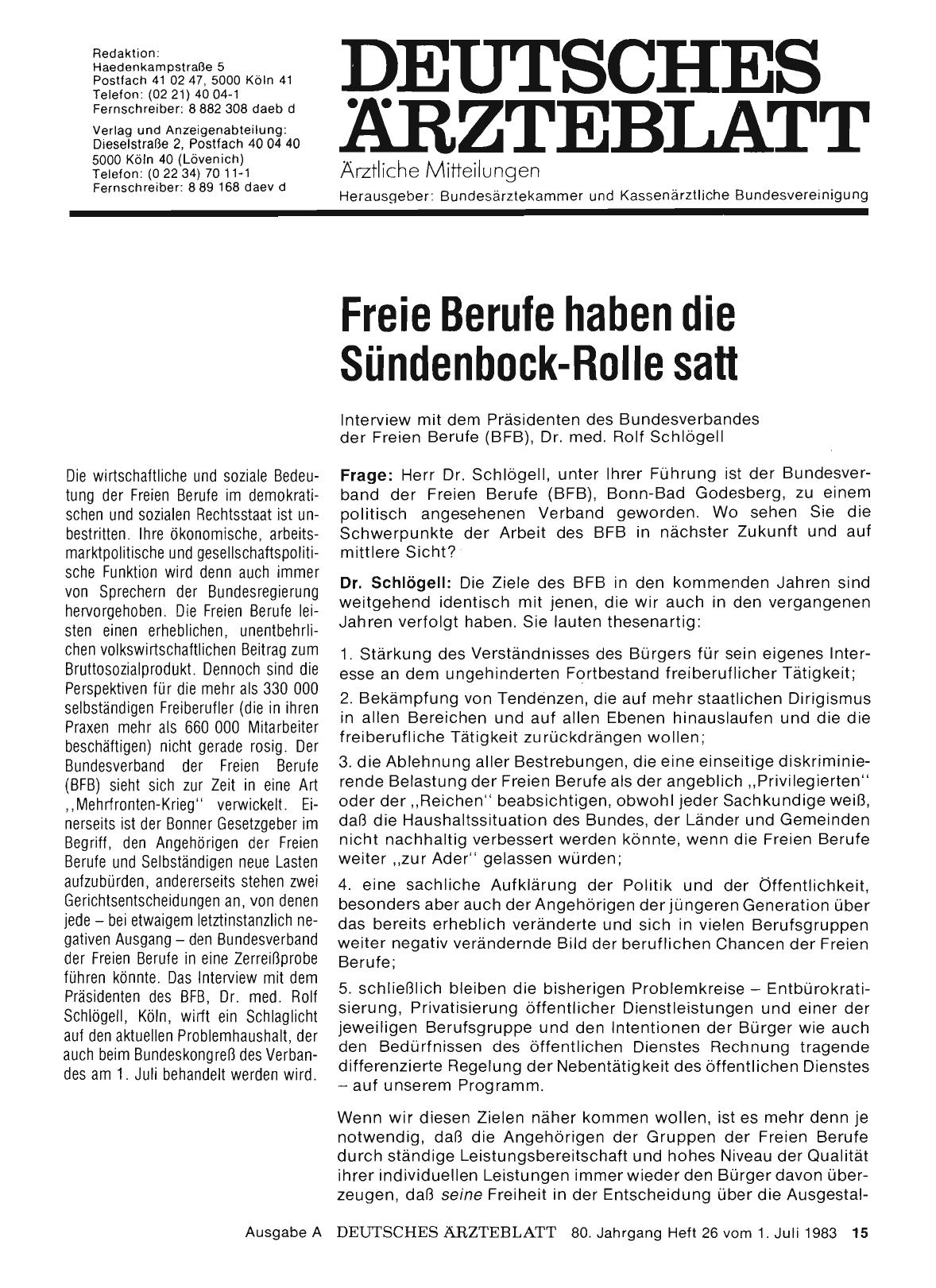 Vorschauseite 1: Freie Berufe haben die Sündenbock-Rolle satt