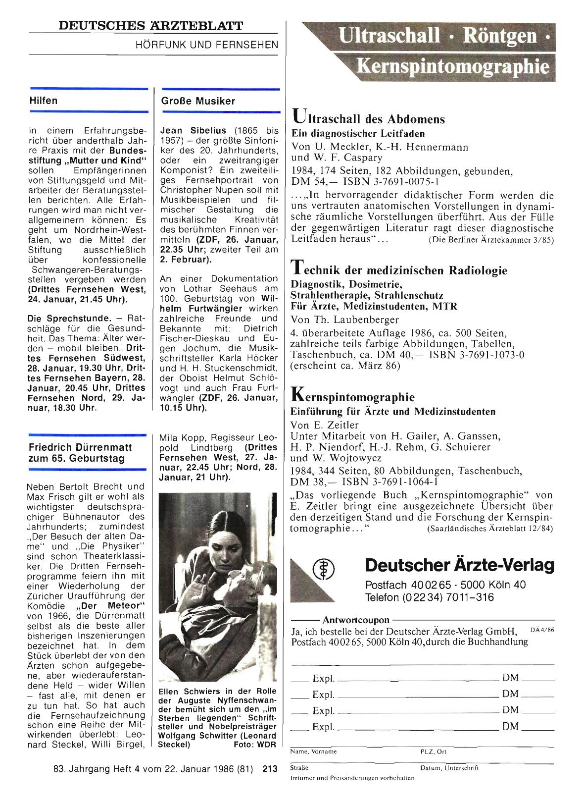 Vorschauseite 1: Friedrich Dürrenmatt zum 65. Geburtstag