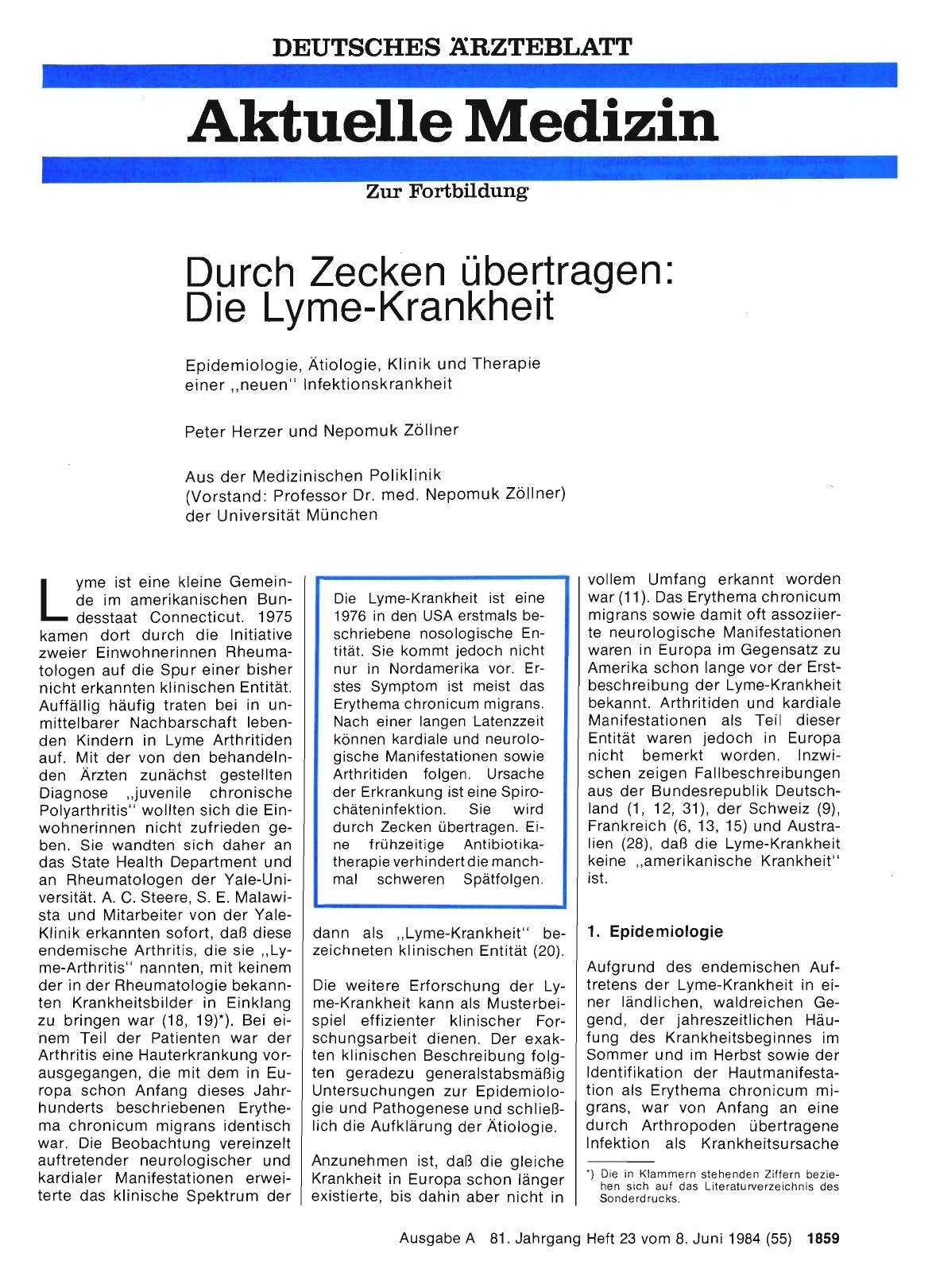Vorschauseite 1: Durch Zecken übertragen: Die Lyme-Krankheit