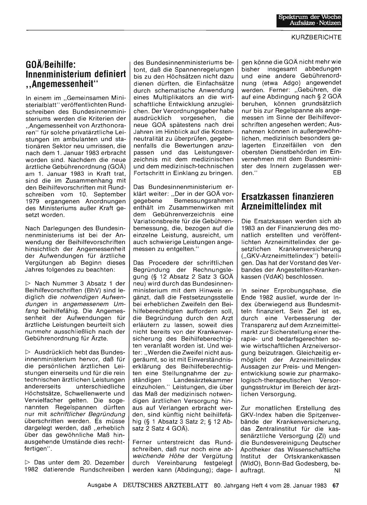 Vorschauseite 1: GOÄ/Beihilfe: Innenministerium definiert „Angemessenheit“