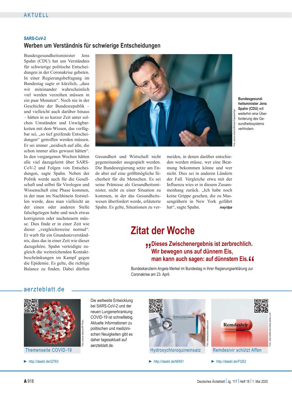 Vorschauseite 1: SARS-CoV-2: Werben um Verständnis für schwierige Entscheidungen