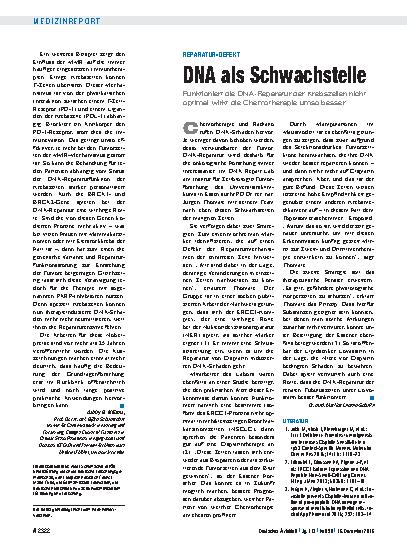 Vorschauseite 1: Reparatur-Defekt: DNA als Schwachstelle