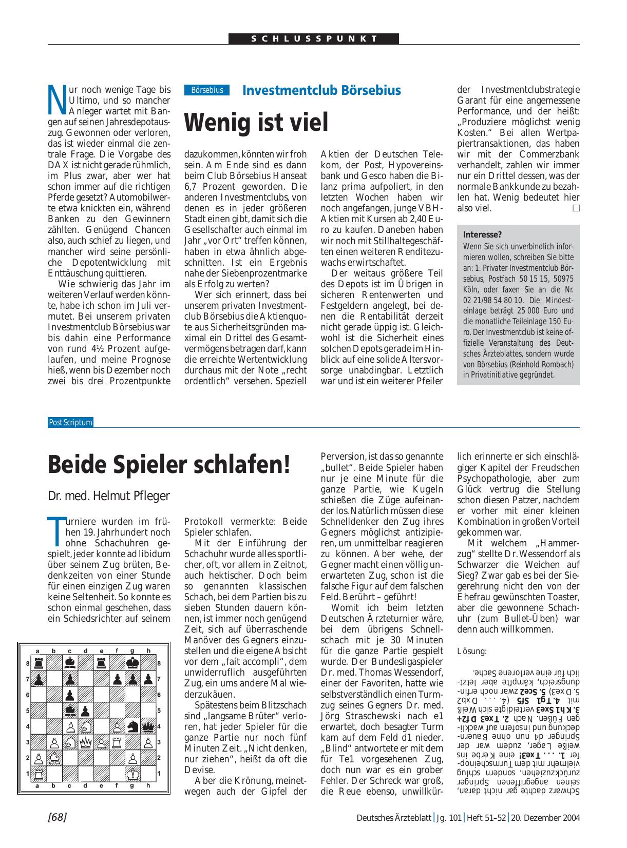 Vorschauseite 1: Investmentclub Börsebius: Wenig ist viel