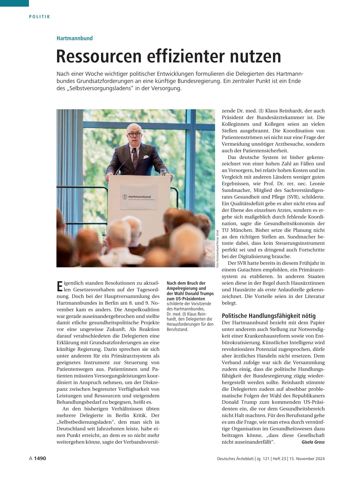 Vorschauseite 1: Hartmannbund: Ressourcen effizienter nutzen