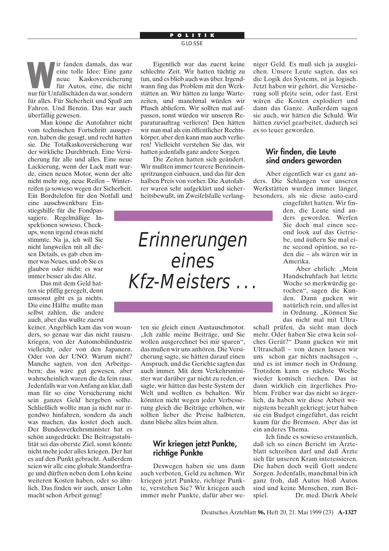 Vorschauseite 1: Erinnerungen eines Kfz-Meisters. ..