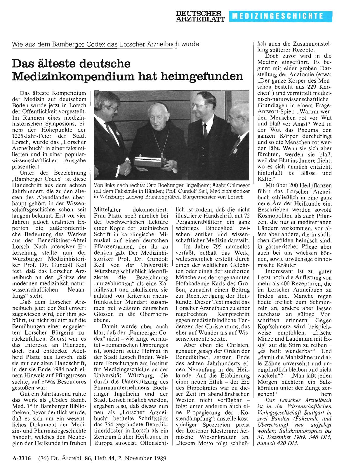 Vorschauseite 1: Das älteste deutsche Medizinkompendium hat heimgefunden