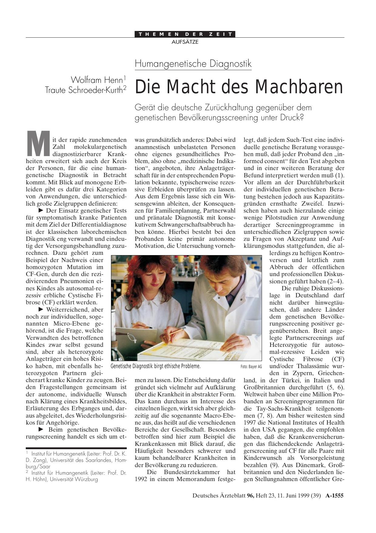 Vorschauseite 1: Humangenetische Diagnostik: Die Macht des Machbaren