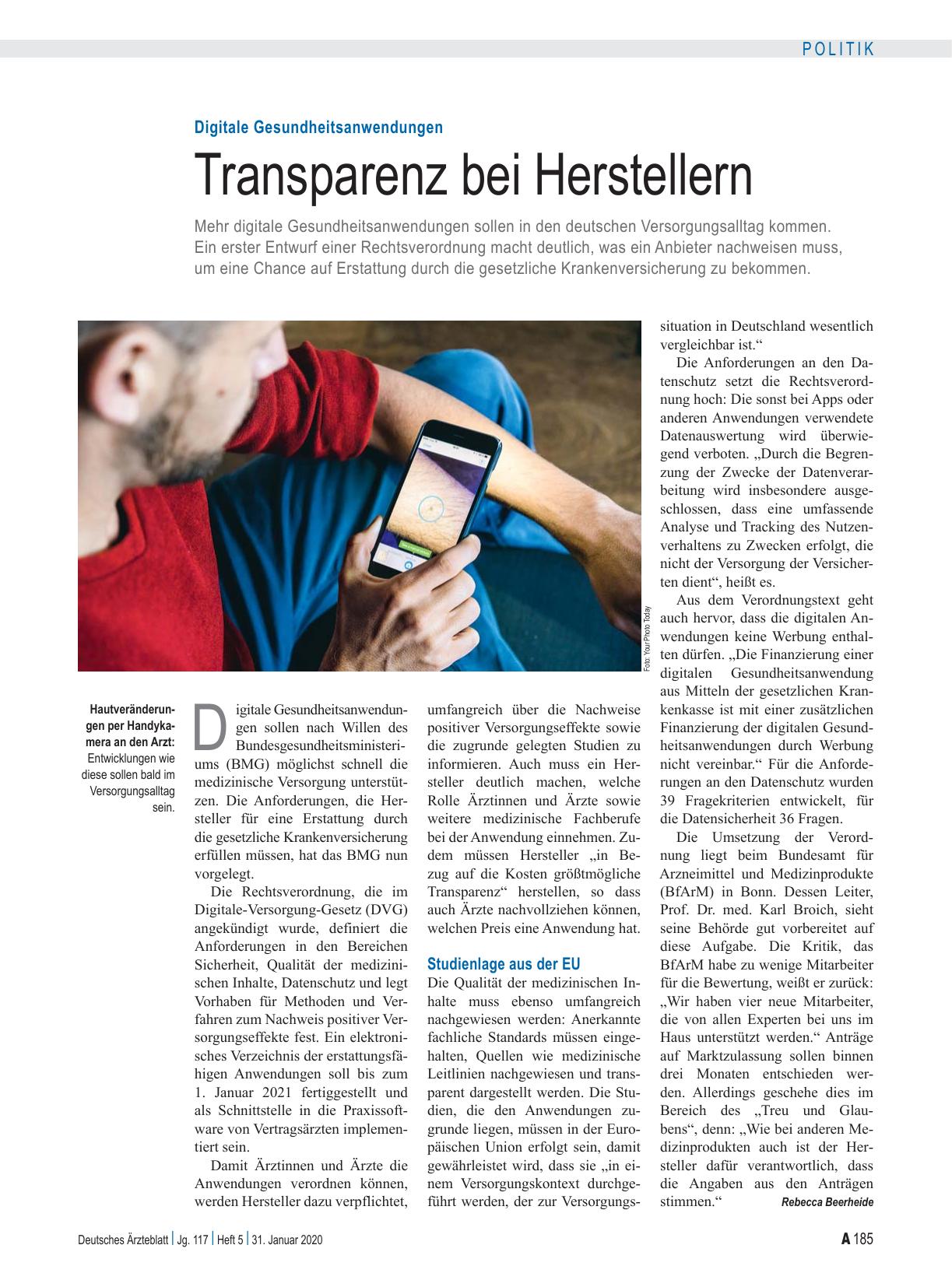 Vorschauseite 1: Digitale Gesundheitsanwendungen: Transparenz bei Herstellern