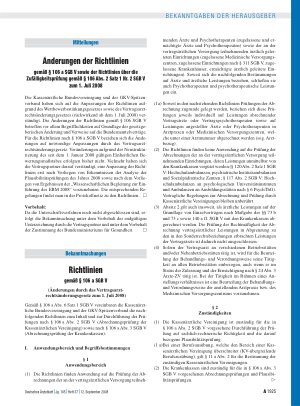 Vorschauseite 1: Mitteilungen: Änderungen der Richtlinien gemäß § 106 a SGB V sowie der Richtlinien über die Zufälligkeitsprüfung gemäß § 106 Abs. 2 Satz 1 Nr. 2 SGB V zum 1. Juli 2008