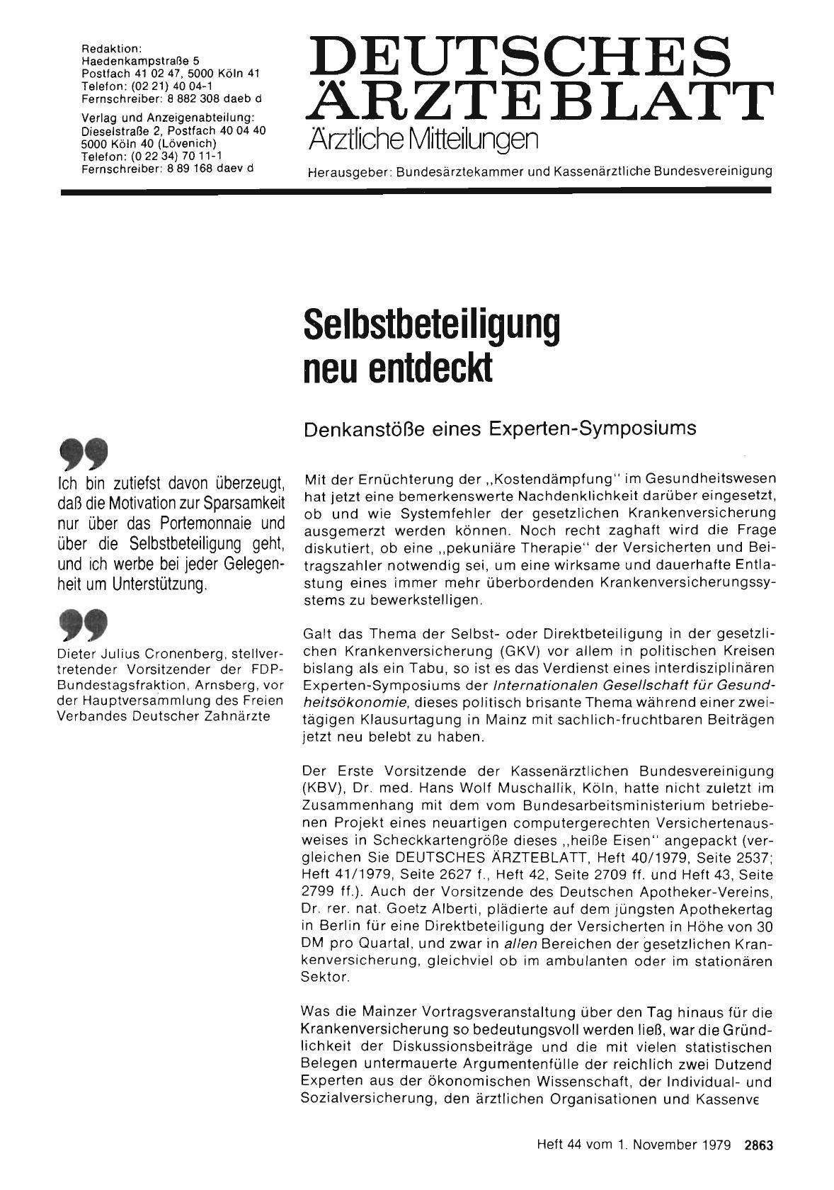 Vorschauseite 1: Selbstbeteiligung neu entdeckt: Denkanstöße eines Experten-Symposiums
