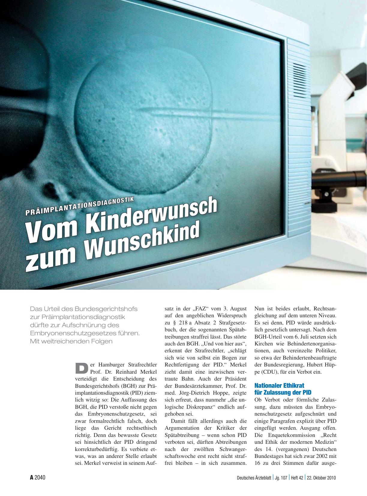 Vorschauseite 1: Präimplantationsdiagnostik: Vom Kinderwunsch zum Wunschkind