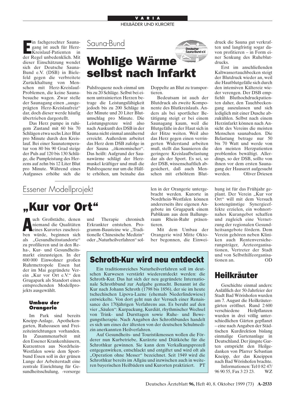 Vorschauseite 1: Schroth-Kur wird neu entdeckt