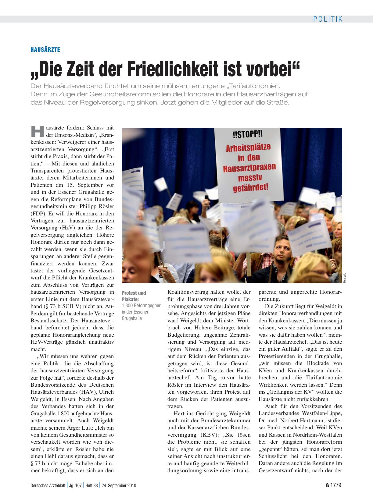 Vorschauseite 1: Hausärzte: „Die Zeit der Friedlichkeit ist vorbei“