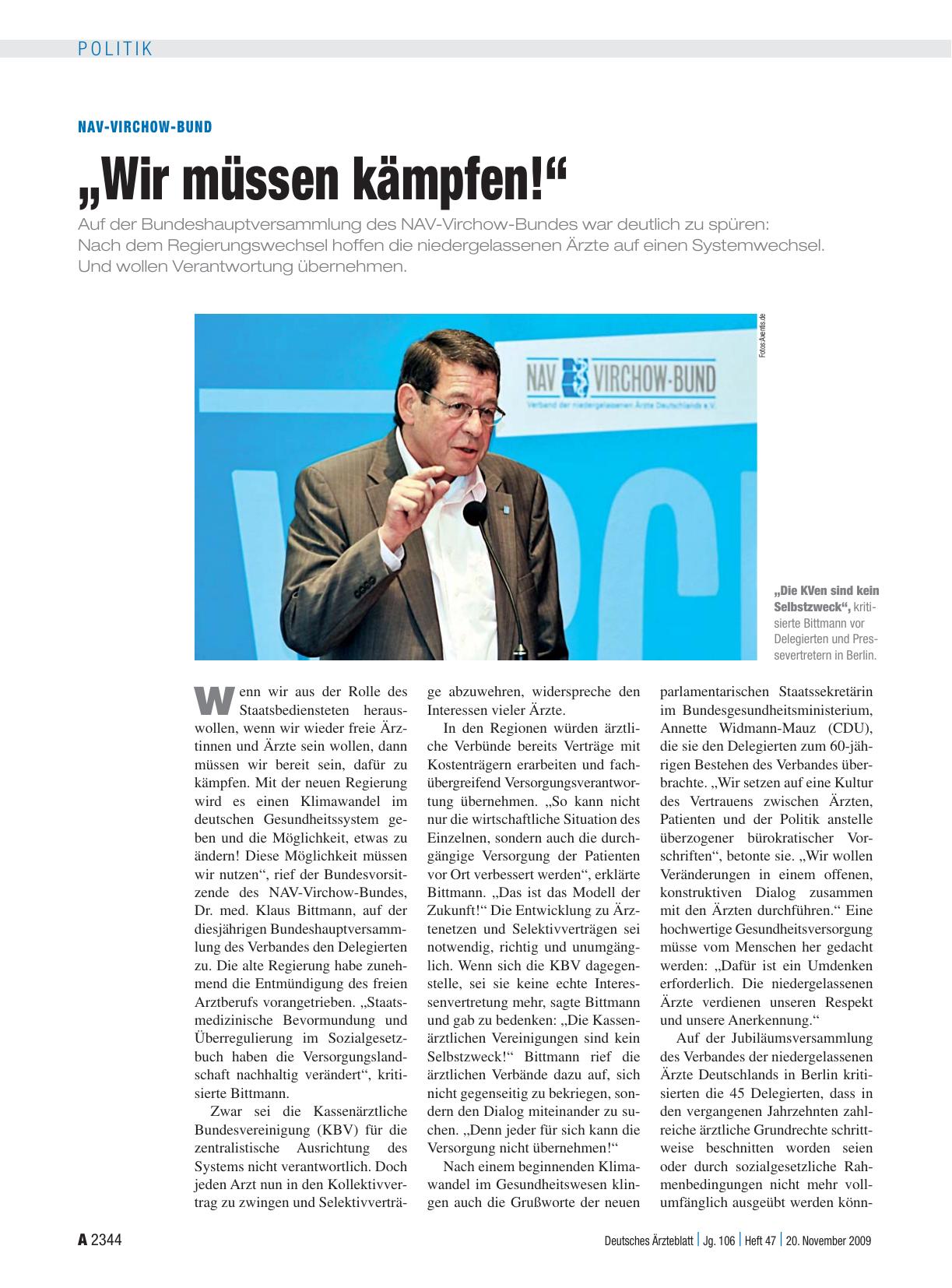 Vorschauseite 1: NAV-Virchow-Bund: „Wir müssen kämpfen! “