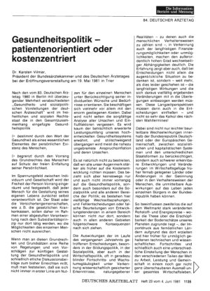 Vorschauseite 1: Gesundheitspolitik patientenorientiert oder kostenzentriert