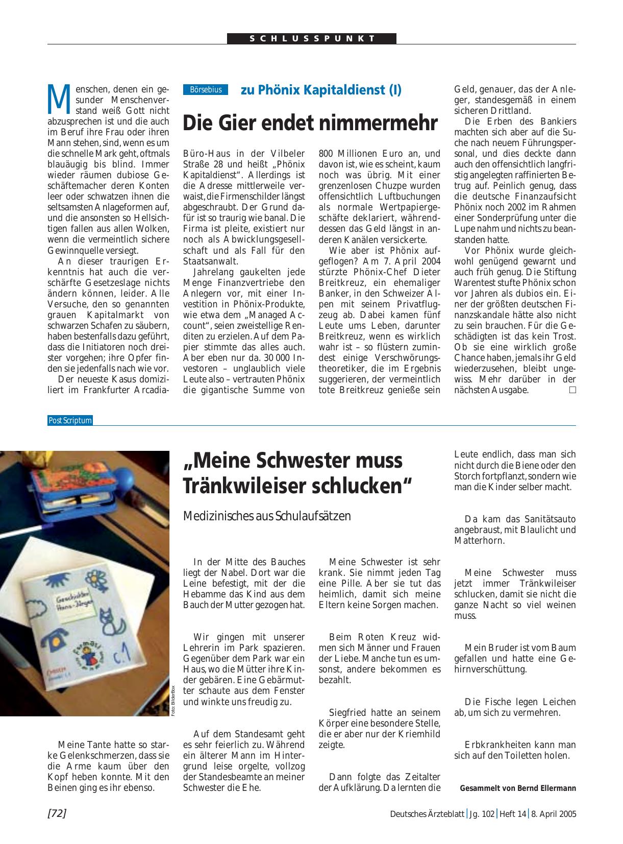 Vorschauseite 1: zu Phönix Kapitaldienst (I): Die Gier endet nimmermehr