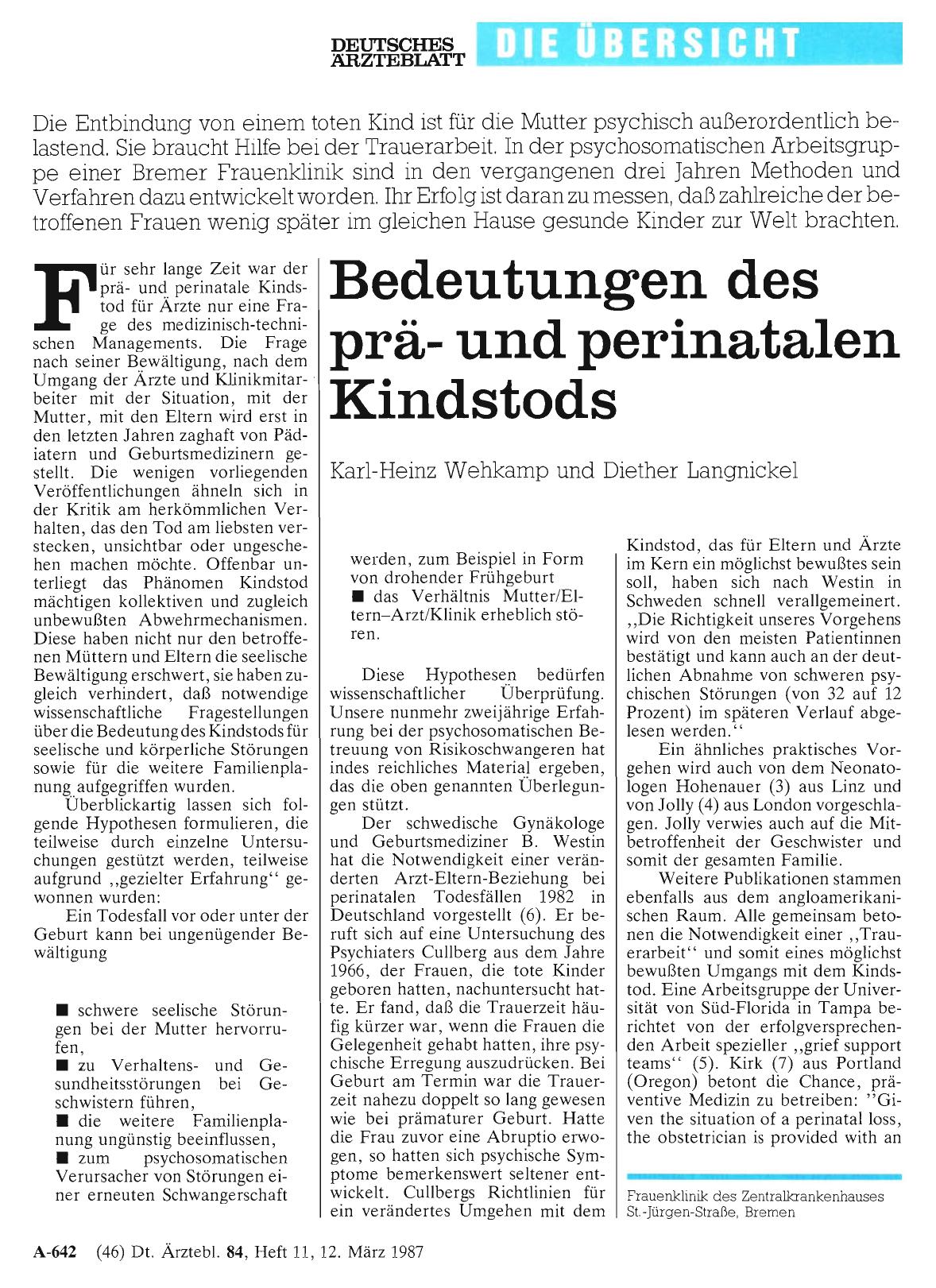 Vorschauseite 1: Bedeutungen des präund perinatalen Kindstods